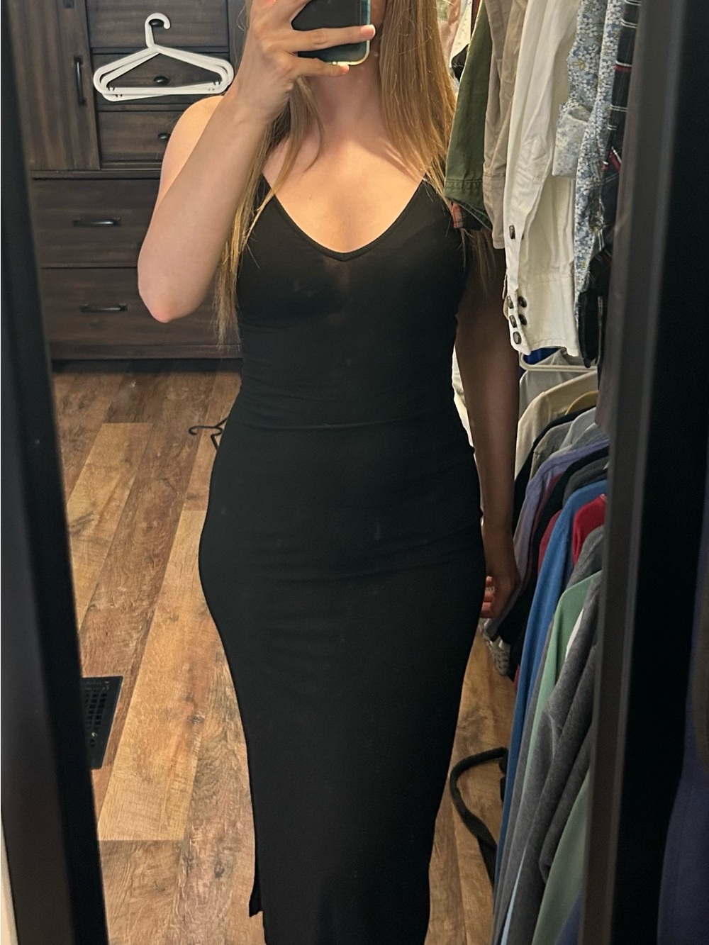 Brandy Melville Black V-Neck Maxi Bodycon Dress